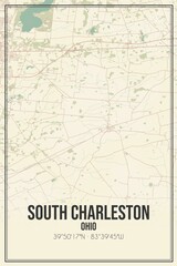 Retro US city map of South Charleston, Ohio. Vintage street map.