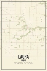 Retro US city map of Laura, Ohio. Vintage street map.