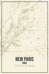 Fototapeta premium Retro US city map of New Paris, Ohio. Vintage street map.
