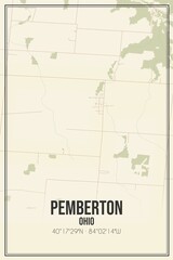 Retro US city map of Pemberton, Ohio. Vintage street map.
