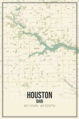 Fototapeta na wymiar Retro US city map of Houston, Ohio. Vintage street map.