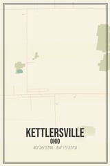 Retro US city map of Kettlersville, Ohio. Vintage street map.