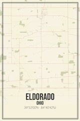 Retro US city map of Eldorado, Ohio. Vintage street map.