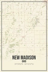 Fototapeta na wymiar Retro US city map of New Madison, Ohio. Vintage street map.