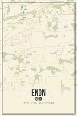 Retro US city map of Enon, Ohio. Vintage street map.