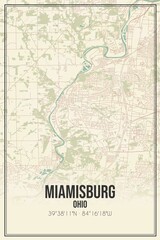 Retro US city map of Miamisburg, Ohio. Vintage street map.