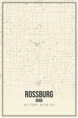 Retro US city map of Rossburg, Ohio. Vintage street map.