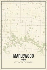 Retro US city map of Maplewood, Ohio. Vintage street map.