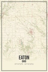 Retro US city map of Eaton, Ohio. Vintage street map.