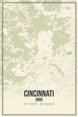 Retro US city map of Cincinnati, Ohio. Vintage street map.