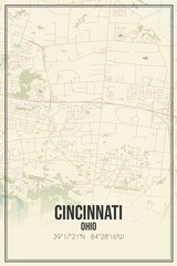 Fototapeta na wymiar Retro US city map of Cincinnati, Ohio. Vintage street map.