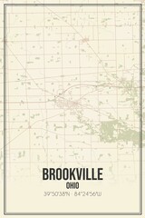 Retro US city map of Brookville, Ohio. Vintage street map.