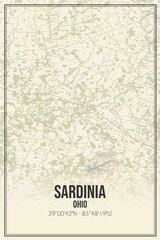 Retro US city map of Sardinia, Ohio. Vintage street map.