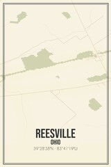 Retro US city map of Reesville, Ohio. Vintage street map.