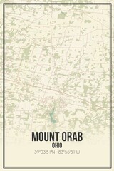 Fototapeta premium Retro US city map of Mount Orab, Ohio. Vintage street map.