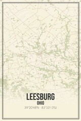 Fototapeta premium Retro US city map of Leesburg, Ohio. Vintage street map.