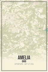 Retro US city map of Amelia, Ohio. Vintage street map.