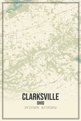 Retro US city map of Clarksville, Ohio. Vintage street map.