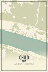 Retro US city map of Chilo, Ohio. Vintage street map.