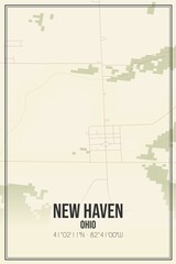 Retro US city map of New Haven, Ohio. Vintage street map.