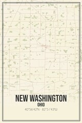Retro US city map of New Washington, Ohio. Vintage street map.