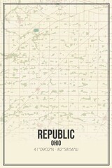 Retro US city map of Republic, Ohio. Vintage street map.