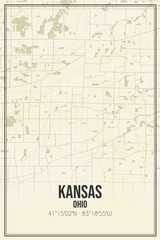 Retro US city map of Kansas, Ohio. Vintage street map.