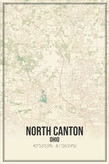 Retro US city map of North Canton, Ohio. Vintage street map.