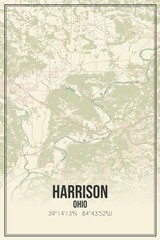 Retro US city map of Harrison, Ohio. Vintage street map.