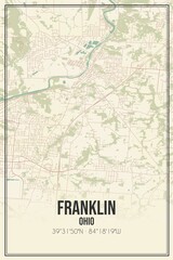 Fototapeta na wymiar Retro US city map of Franklin, Ohio. Vintage street map.