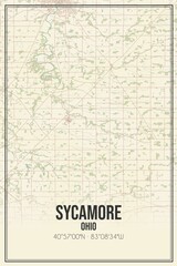 Retro US city map of Sycamore, Ohio. Vintage street map.
