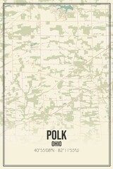 Retro US city map of Polk, Ohio. Vintage street map.