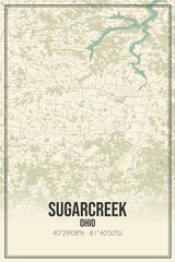 Retro US city map of Sugarcreek, Ohio. Vintage street map.