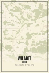 Obraz premium Retro US city map of Wilmot, Ohio. Vintage street map.