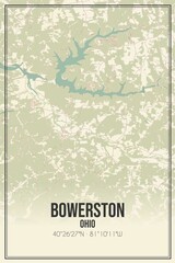 Retro US city map of Bowerston, Ohio. Vintage street map.