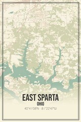 Retro US city map of East Sparta, Ohio. Vintage street map.