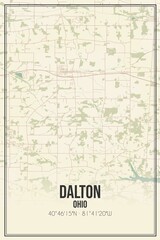 Retro US city map of Dalton, Ohio. Vintage street map.