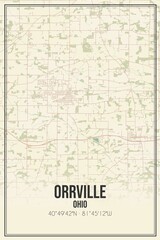 Retro US city map of Orrville, Ohio. Vintage street map.