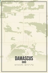 Fototapeta premium Retro US city map of Damascus, Ohio. Vintage street map.