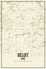 Obraz premium Retro US city map of Beloit, Ohio. Vintage street map.