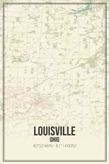 Retro US city map of Louisville, Ohio. Vintage street map.