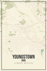 Retro US city map of Youngstown, Ohio. Vintage street map.