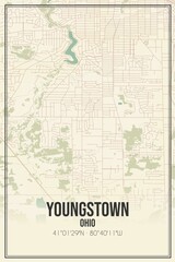 Retro US city map of Youngstown, Ohio. Vintage street map.