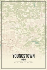 Retro US city map of Youngstown, Ohio. Vintage street map.