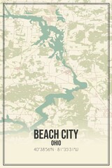 Retro US city map of Beach City, Ohio. Vintage street map.