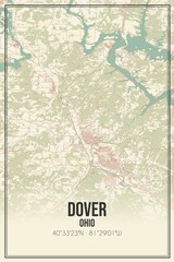 Retro US city map of Dover, Ohio. Vintage street map.