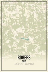 Retro US city map of Rogers, Ohio. Vintage street map.