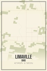 Retro US city map of Limaville, Ohio. Vintage street map.