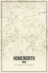 Retro US city map of Homeworth, Ohio. Vintage street map.
