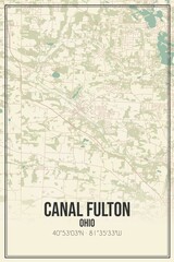 Retro US city map of Canal Fulton, Ohio. Vintage street map.